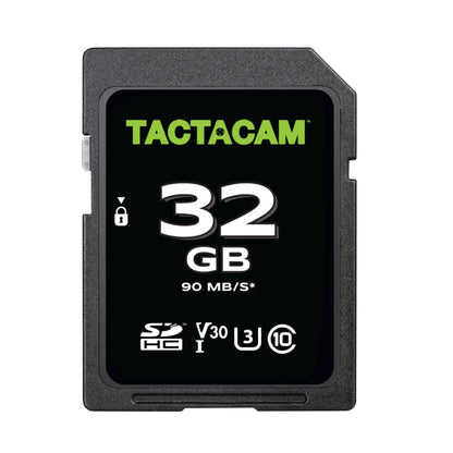 32GB Tactacam SD card on a white background
