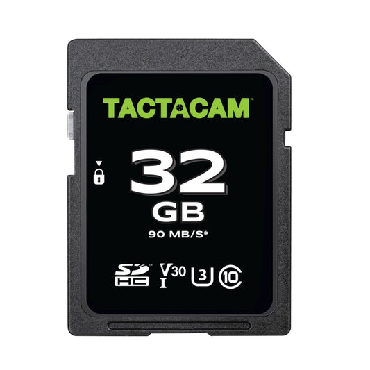 32GB Tactacam SD card on a white background